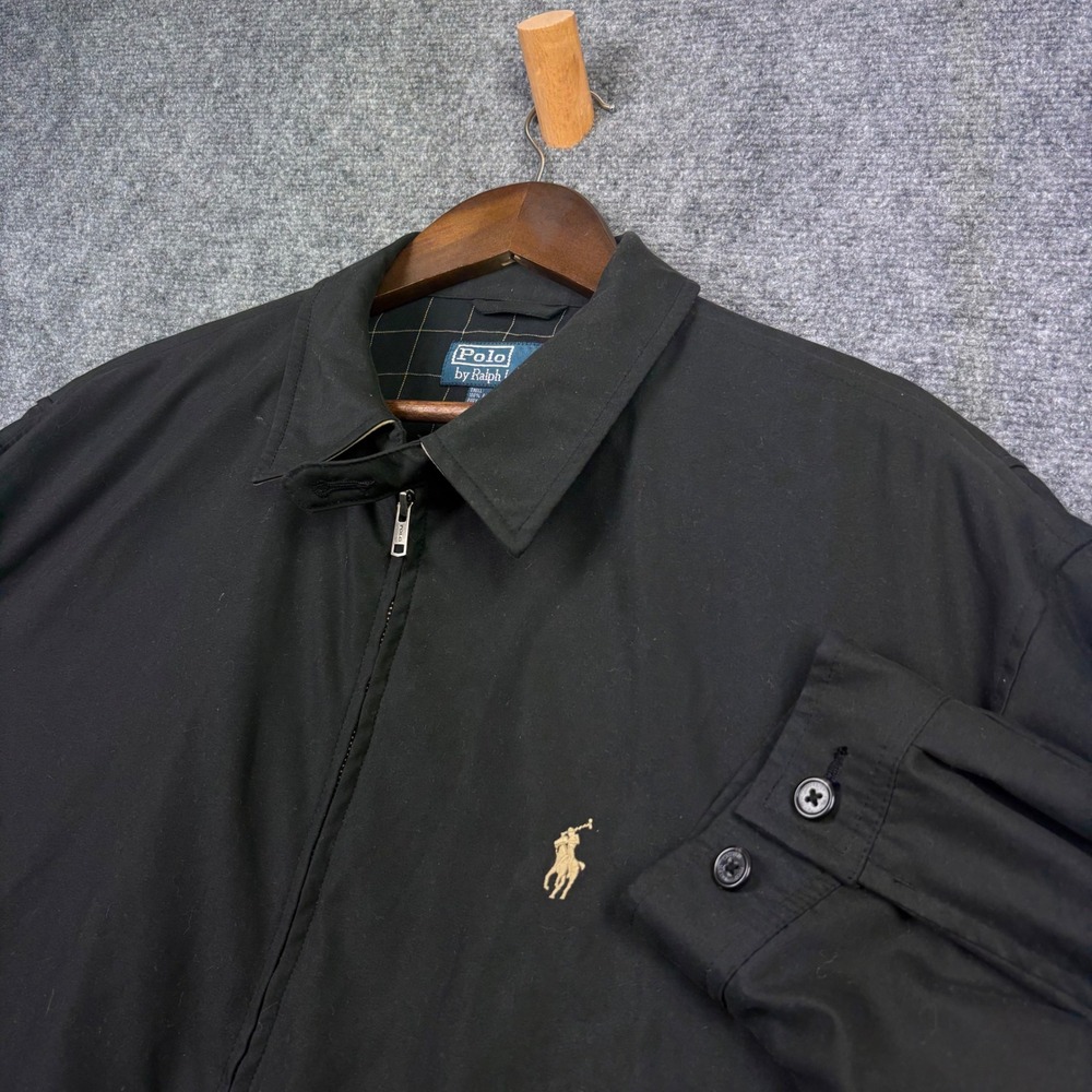 Polo Ralph Lauren Harrington Jacket Mens XL Black Windbreaker Embroidered Logo